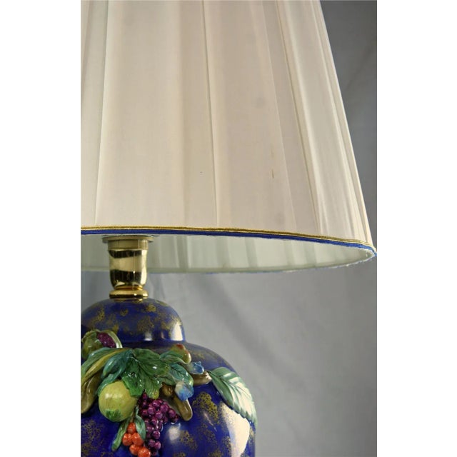 Blue Italian Hand-Painted Majolica Table Lamp For Sale - Image 8 of 13