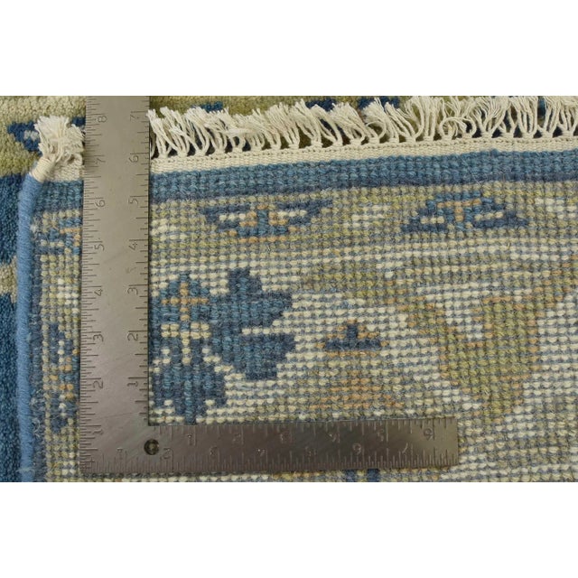 Oushak Rug 4’2” X 5’10” Blue Wool Tribal Hand-Knotted Oriental Carpet For Sale - Image 12 of 12