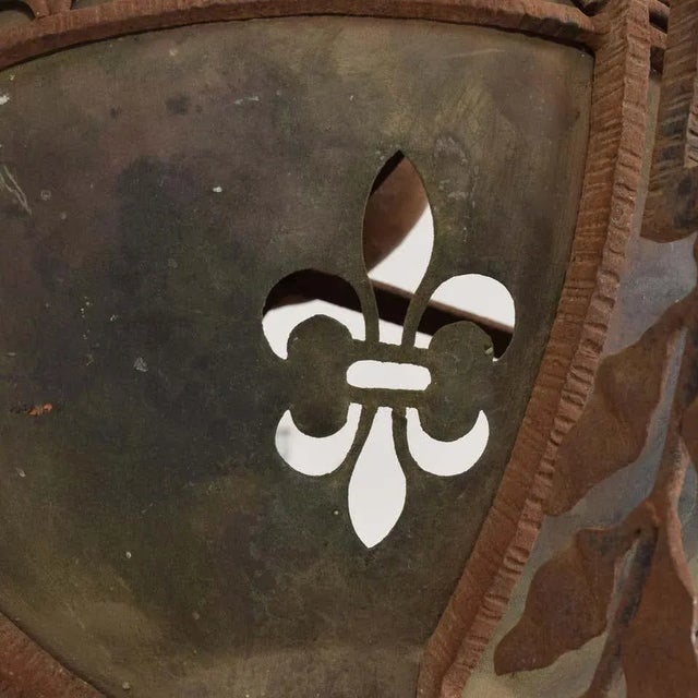 1930s 1930s French Fleur-De-Lis Pendant Lamp Forged Iron and Steel Mexico For Sale - Image 5 of 11