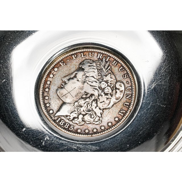 Vintage Cartier Sterling Silver Catchall Dish With 1885-O Morgan Dollar Coin Luxury Dresser Tray Home Decor For Sale - Image 4 of 10