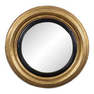 Antique English Giltwood Convex Mirror For Sale