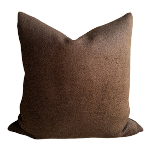 Chocolate Brown Accent Pillow With Down Insert 100% Wool
