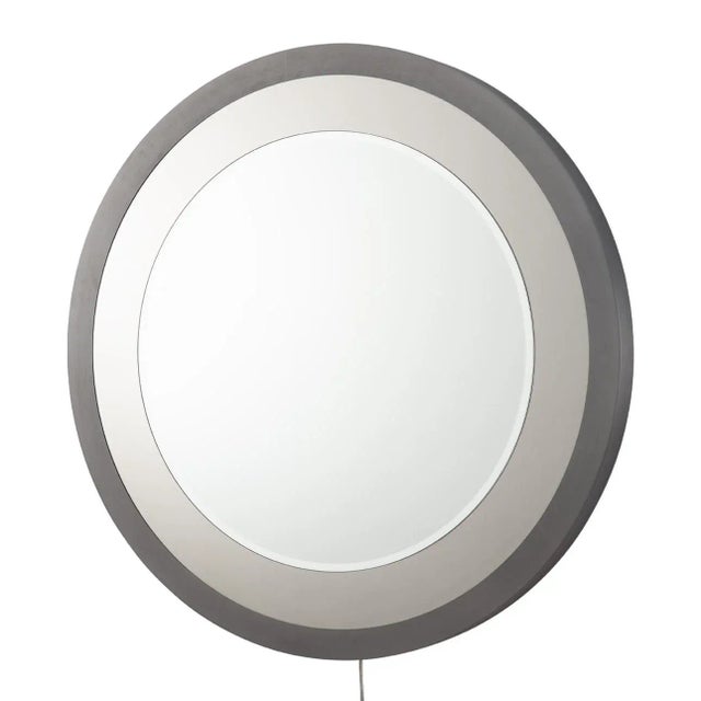 Starfall Vanishing Infinity Led Round Wall Mirror in Gunmetal For Sale - Image 10 of 12