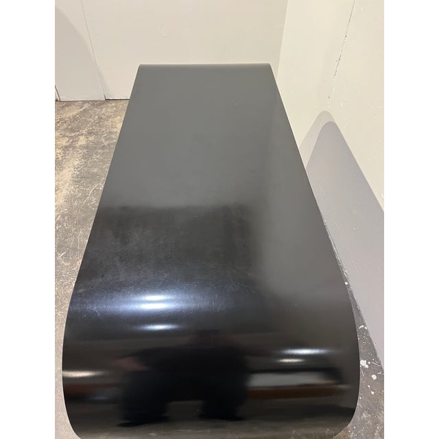 Mid Century Black Laminate Waterfall Console For Sale - Image 4 of 5