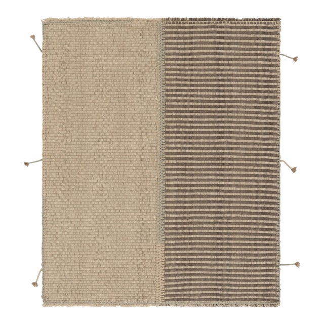 Rug & Kilim's Accent Kilim With Textural Beige and Brown Stripes For Sale