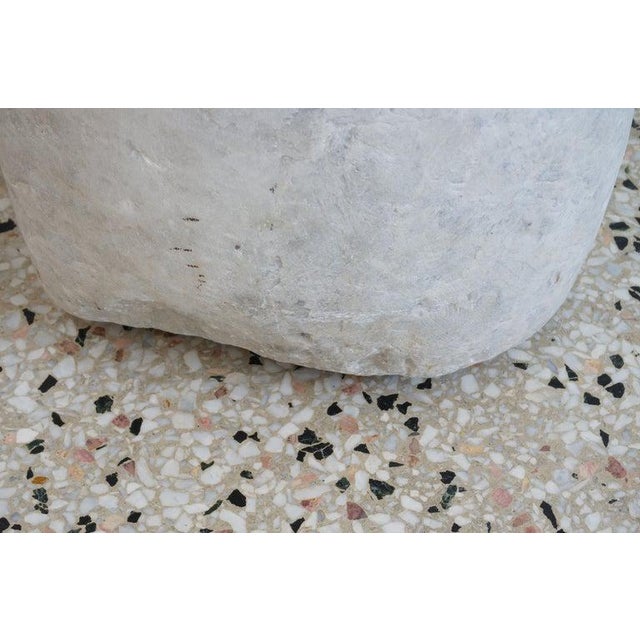 White Standing Buddha Mandalay Style in Hand Carved White Marble For Sale - Image 8 of 10