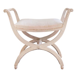 18th Century Gustavian stool with handles, scraped to original paint For Sale