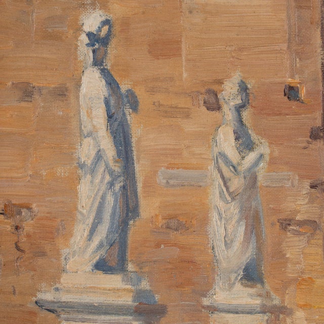 Traditional Early 20th Century Original Oil on Canvas Painting of a Street Near Venice, Signed Gyde Petersen For Sale - Image 3 of 8