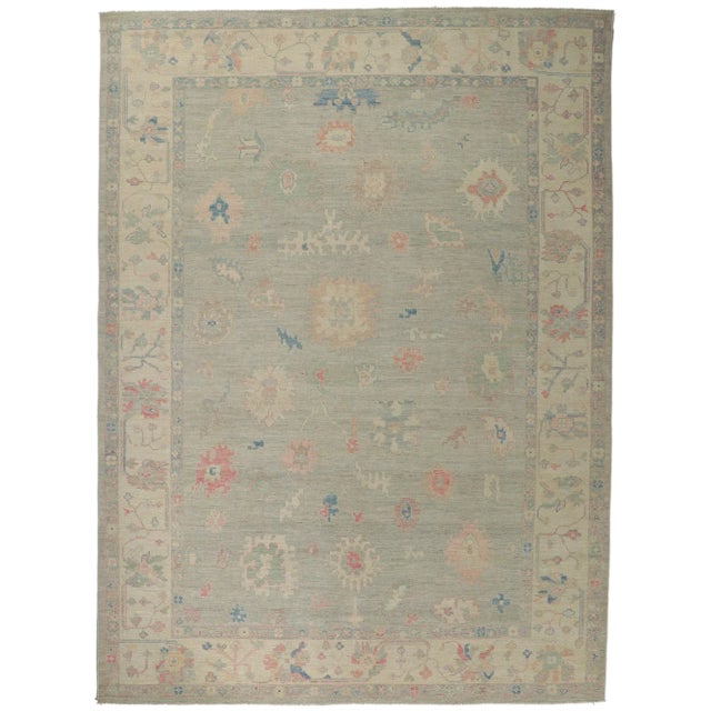 Oushak Style Area Rug, 10'01 X 13'09 For Sale - Image 9 of 10