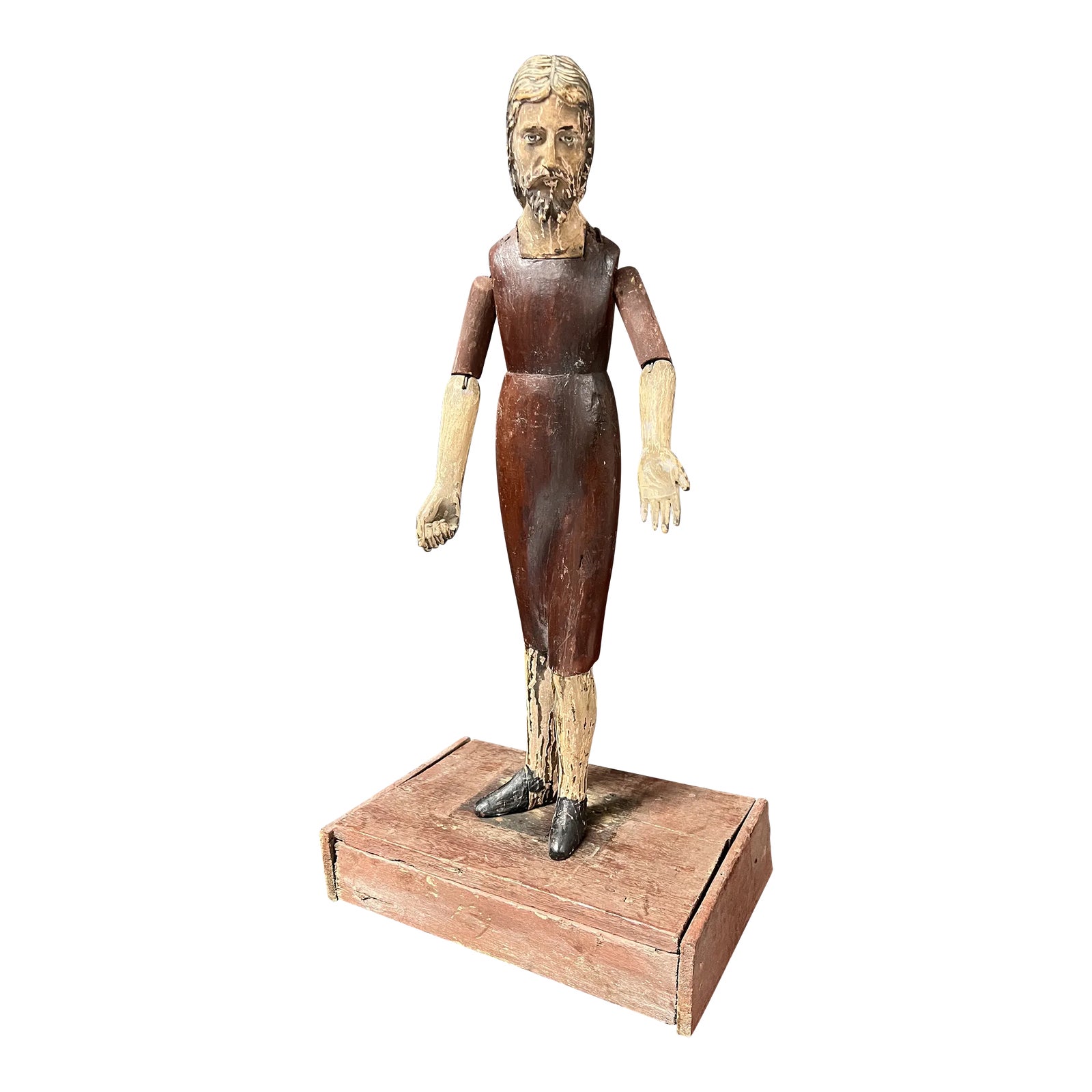 19th Century Carved Wood Religious Saint Joseph Sculpture | Chairish