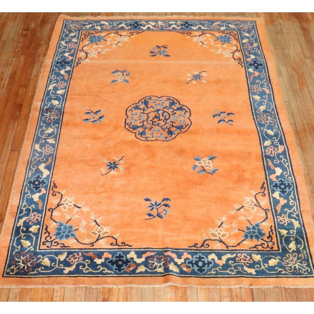 1930s Chinese Peking Rug in a rare fire orange color Details rug no. j2855 size 5' 11" x 8' 8" (180 x 264 cm)