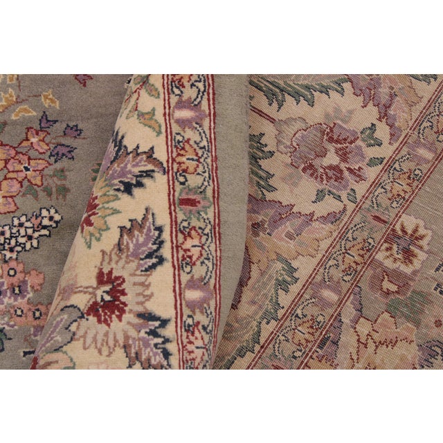 Textile Floral 1990's Pak-Persian Green/Tan Wool Rug - 9'1'' X 12'5'' For Sale - Image 7 of 9