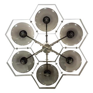 21st Century Hive Satin Nickel Smoky Murano Flush Mount by Fabio LTD For Sale
