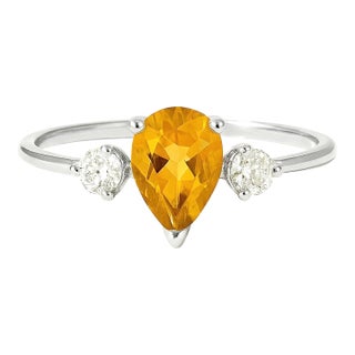 925 Sterling Silver Citrine Cubic Zirconia Promise Birthstone Ring Us 7 For Sale