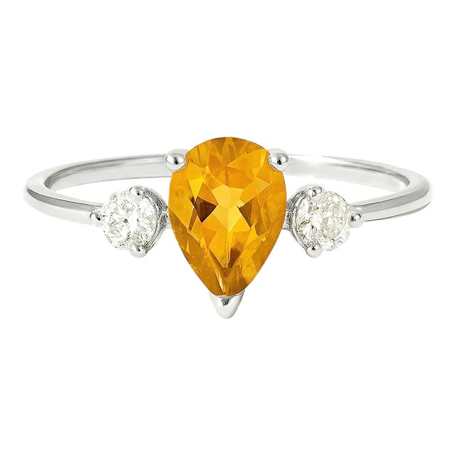 925 Sterling Silver Citrine Cubic Zirconia Promise Birthstone Ring Us 7 For Sale