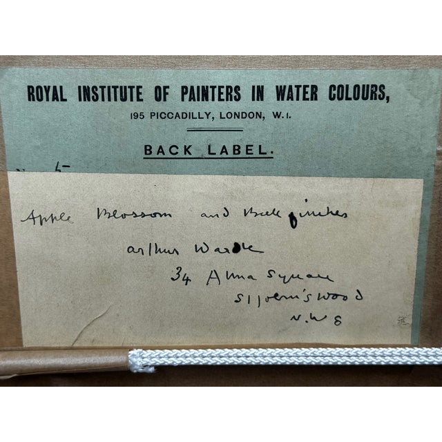 Victorian Watercolour Painting Apple Blossom Eurasian Blue Tit Bird Ornithology by Arthur Wardle For Sale - Image 12 of 12