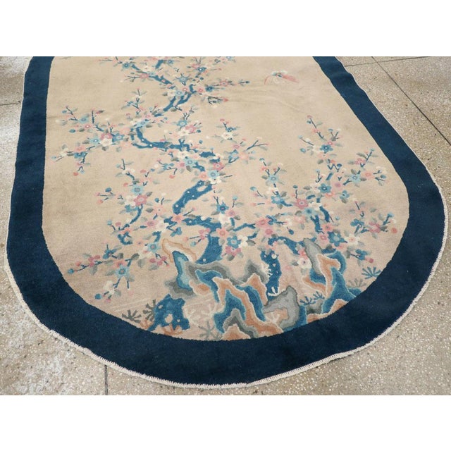 Galerie Shabab Collection Mid-20th Century Chinese Art Deco Oval Accent Rug For Sale In New York - Image 6 of 8