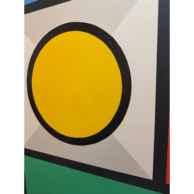 French Artist Patrice Bertin Geometric Composition Framed Oil on Canvas Signed For Sale - Image 4 of 10