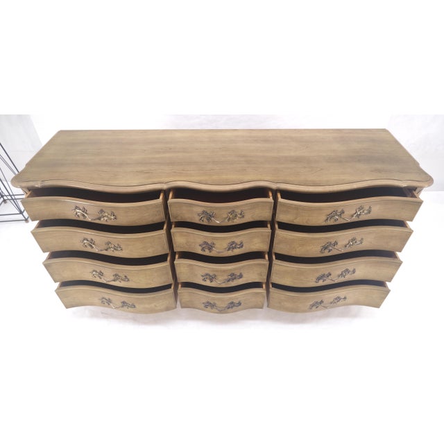 Pickled Solid Cherry Country French 12 Drawers 6' Long Dresser Credenza MINT! For Sale - Image 15 of 16