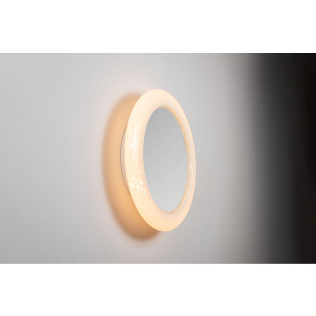 Mid-Century Modern Mid-Century Modern Cloudy Glass Mirror with Lighting, 1970s For Sale - Image 3 of 8