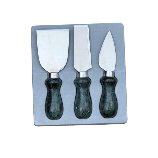 1990s 1990s Godinger Pineapple Marble Charcuterie Serving Set Utensils & Tray- Set of 4 For Sale - Image 5 of 7
