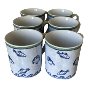 1980s Villeroy & Boch Switch 3 Porcelain Corsica Mugs-Set of 6