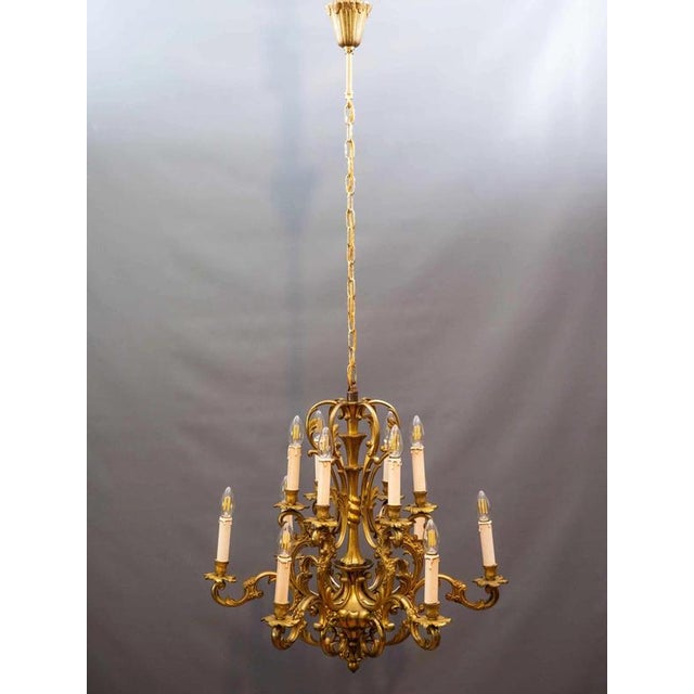 Large Bronze Chandelier from Maison Lucien Gau, Paris For Sale - Image 12 of 18