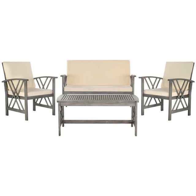 Outdoor Set in Grey Wash & Beige - 4 Pieces For Sale In Philadelphia - Image 6 of 6