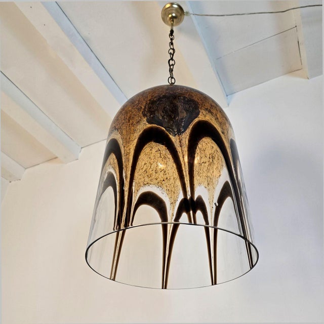 Brown Murano Glass Pendant Chandelier, Mid Century - Italy For Sale - Image 8 of 13