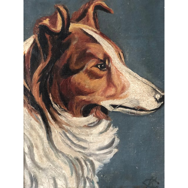 1910s Antique Original Dog Oil Painting, 19th Century Dog Portrait For Sale - Image 5 of 11