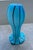 Encased Glass Vase 12” Deep Sky Blue W/Purple Stripes, Elegant Silhouette, Handmade Whimsical For Sale - Image 4 of 12