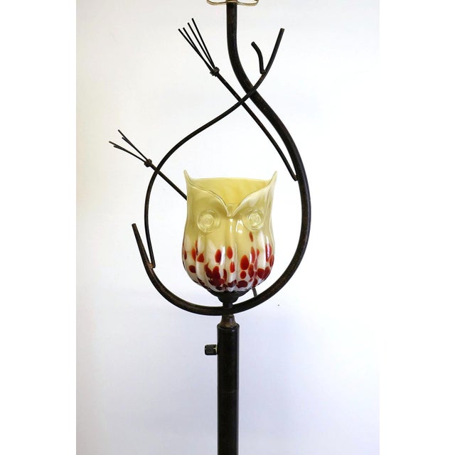 Contemporary Dale Tiffany Spotted Owl Amber Art Glass Floor Lamp With Dual-Light Night Light Feature For Sale - Image 3 of 8