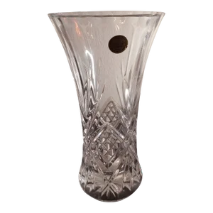 1960s Vintage Cristal D’ Arques France Star Pattern 24% Lead Crystal Vase