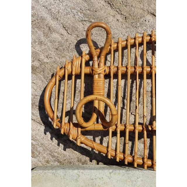 1960s Vintage Rattan Coat Rack, Italy, 1960s For Sale - Image 5 of 8