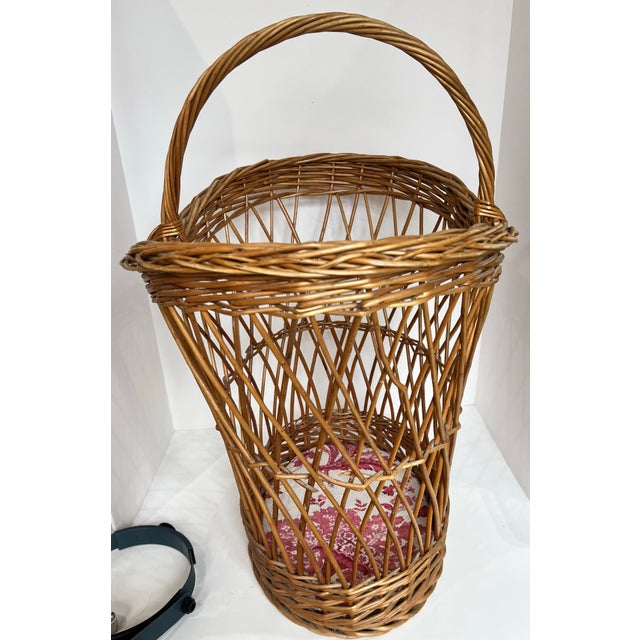 Vintage French Lattice Style Basket With Handle For Sale - Image 4 of 11