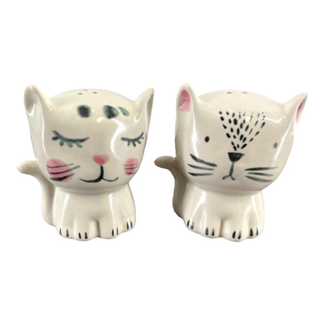 1950s Mid-Century Modern Anthropomorphic Japan Male and Female Cat Salt/Pepper Shakers - a Pair For Sale