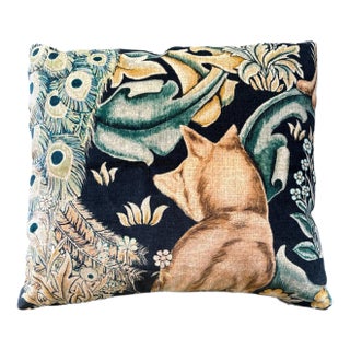 Morris & Co. "Forest" Velvet With Fox and Peacock 14" X 18" Lumbar Pillow For Sale