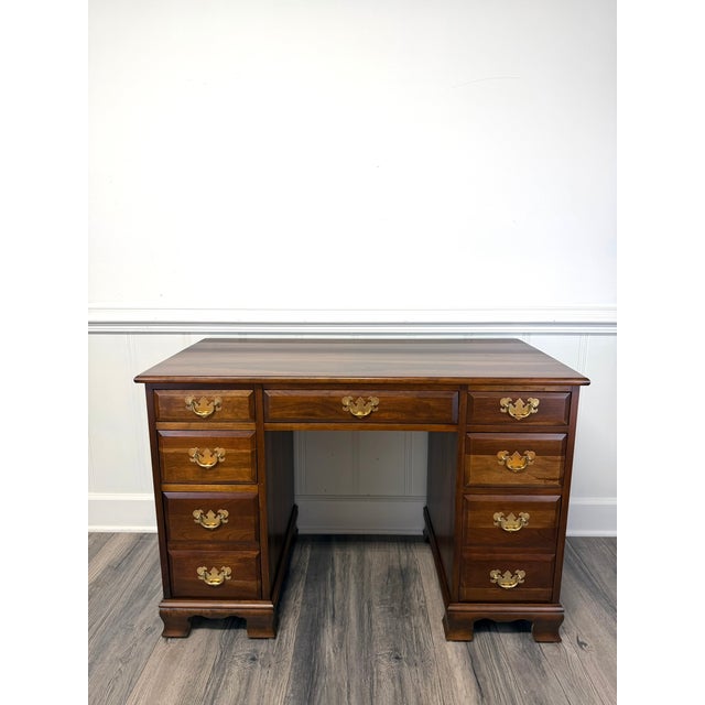 1960s 1960s Solid Cherry Pedestal Desk For Sale - Image 5 of 10