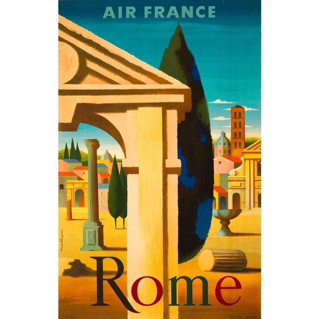 Rome for Air France by Nathan 1957 Italian Travel Poster For Sale
