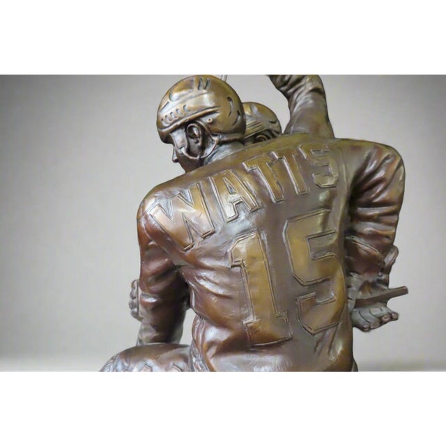 Metal 2002 Replica Bronze Statue of Watts & Dario Playing Hockey "Striving for Excellence" Signed by Watts For Sale - Image 7 of 12