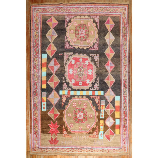 Mid-Century Modern 1980s Turkish Kars Rug For Sale - Image 3 of 10