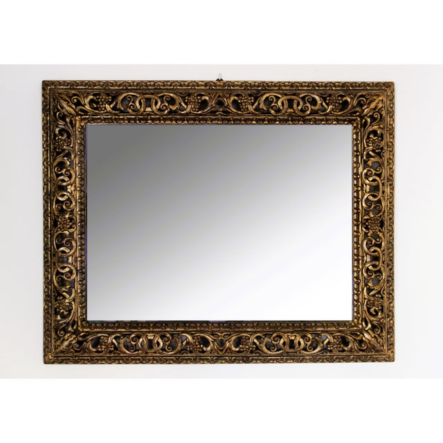 Wood Baroque Florentine Carved Mirror with Mecca Finish, 1960s For Sale - Image 7 of 7
