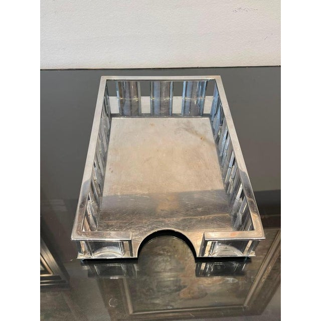 Modern Chrome-Plated Metal Desk Set by Jacques Adnet, 1930s, Set of 3 For Sale - Image 9 of 18