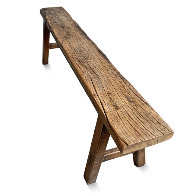 Antique Elm Village Bench For Sale In Los Angeles - Image 6 of 7