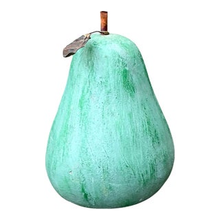 Vintage Green Painted Plaster Pear For Sale