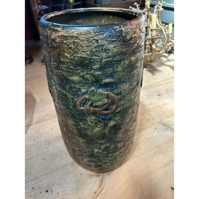 Ceramic Arts & Crafts Style Ceramic Umbrella Stand For Sale - Image 7 of 9