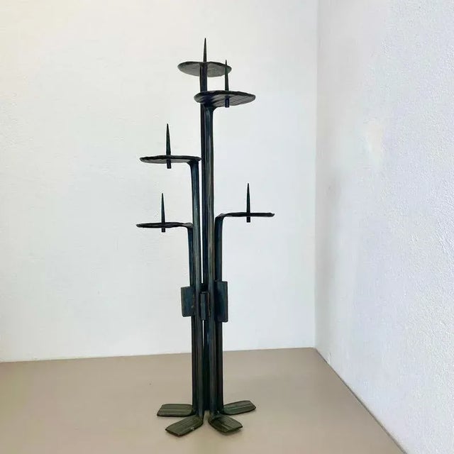 Large Brutalist Bronze Candleholder from Manfred Bergmeister, Germany, 1970s For Sale - Image 3 of 18