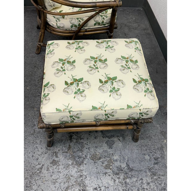 McGuire Furniture Bamboo Chair + Ottoman, Circa 1970s For Sale - Image 9 of 12