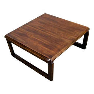 1960s Mid Century Modern Coffee Table Lane Walnut Vintage Square Sled 1207 - 27 For Sale