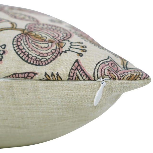 Not Yet Made - Made To Order Fabdivine Handmade Linen Blend Pillow Covers 12x20 Inch – Custard Apple Block Print Design For Sale - Image 5 of 9